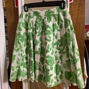 Green and white floral A line skirt